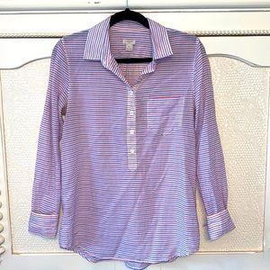 White, Blue, and Peach Striped button down shirt